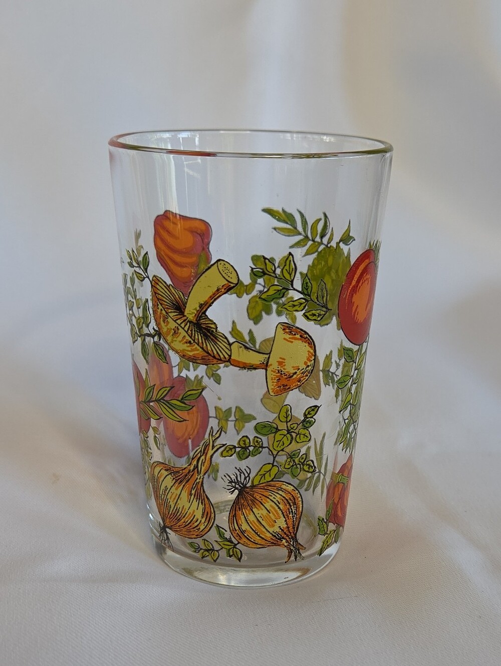 Vintage Arcoroc France Spice of Life Vegetable Garden Glass Juice Cup 4.5"